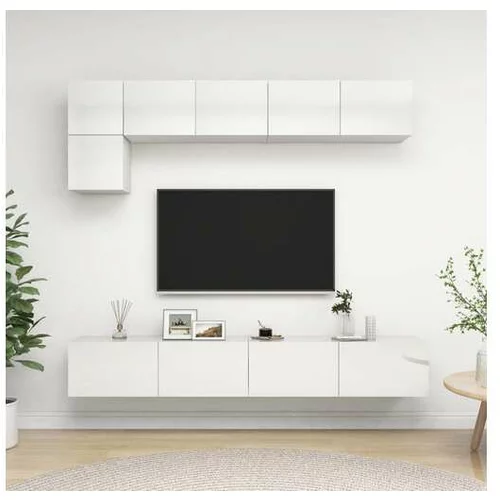  Komplet TV omaric 5-delni visok sijaj bela iverna plošča