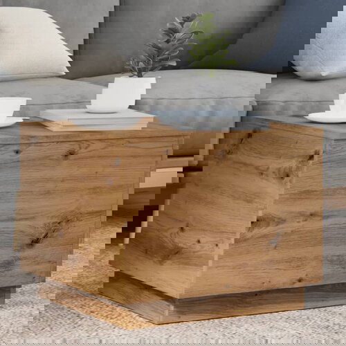 vidaXL Klubska mizica z LED lučkami artisan hrast 50x50x40 cm Cene