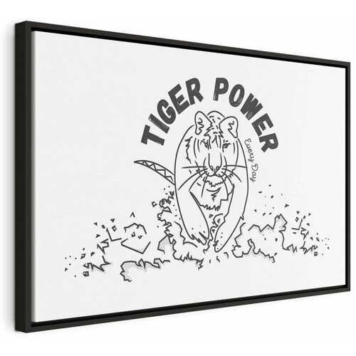  Slika - Tiger Power (1 Part) Wide 60x40 U crnom drvenom okviru Cijene