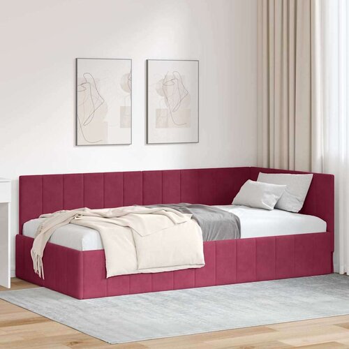 vidaXL Kotna postelja z vzglavjem vinsko rdeča 90 x 190 cm Žamet Cene