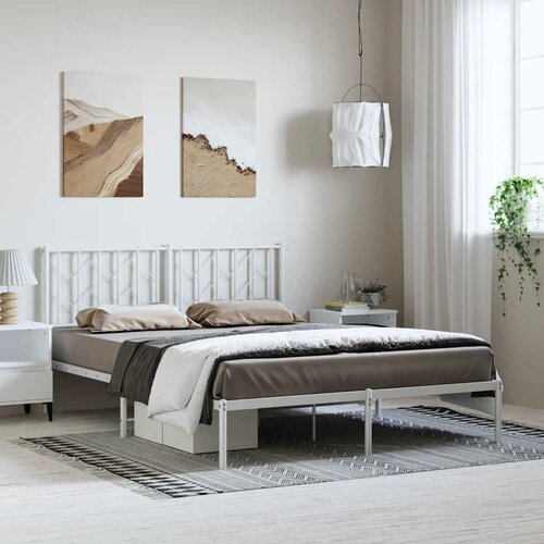 Metalni okvir za krevet s uzglavljem bijeli 150x200 cm Cijene