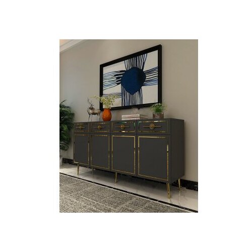 Hanah home Komoda Belly KB150 Anthracite Gold Cene