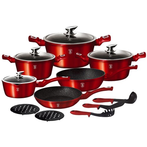 Berlinger Haus BH / 1226N Metallic Line Burgundy Edition set posode, 15 kosov Slike