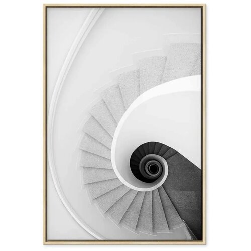  Slika - White Stairs (1 Part) Vertical 40x60 U prirodnom drvenom okviru Slike