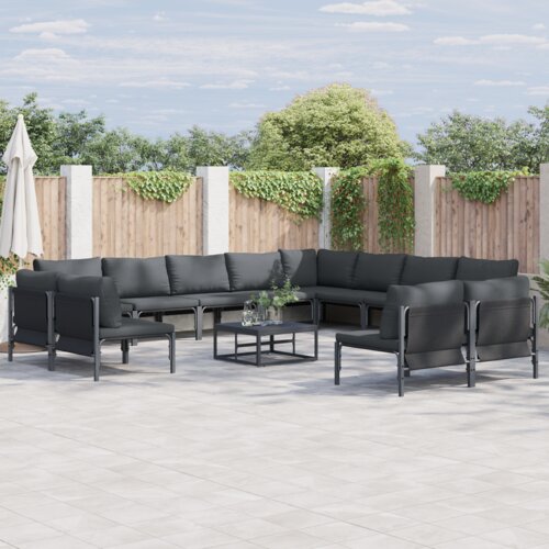 VidaXL Vrtna sedežna garnitura 13 pcs Antracitna Jeklo Slike