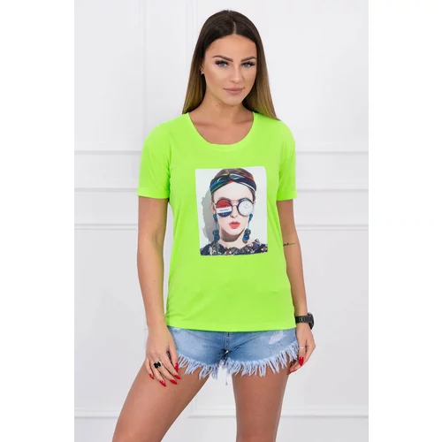 Kesi Blouse with women's graphics green neon