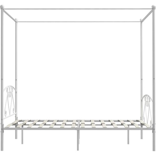  Okvir za krevet s nadstre&amp;scaron;nicom bijeli metalni 160 x 200 cm Slike