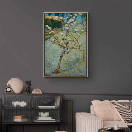  Slika - Vincent van Gogh &amp;ndash; Blossoming Pear Tree 40x60 U prirodnom drvenom okviru Slike