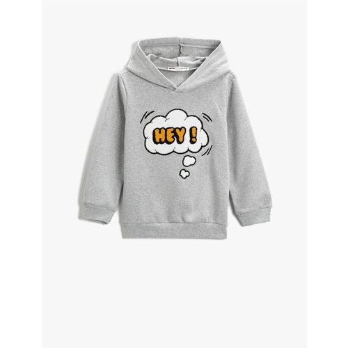 Koton Hoodie Sweatshirt Plush Applique Detailed Slike