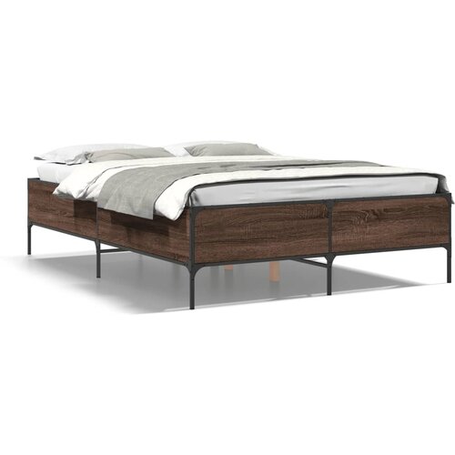  Okvir kreveta boja hrasta 160x200 cm konstruirano drvo i metal Smeđa 160 x 200 cm Slike