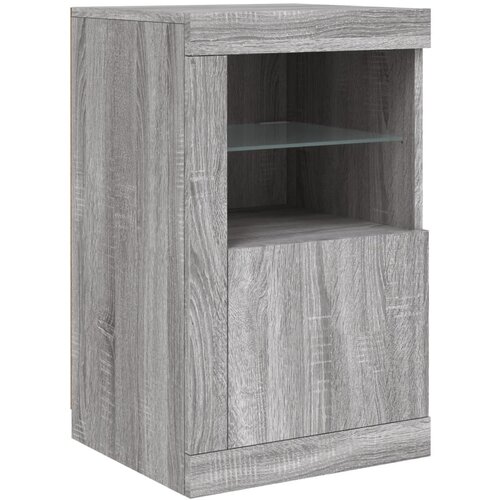  Komoda s LED svjetlima boja sivog hrasta 123x37x67 cm Siva Slike