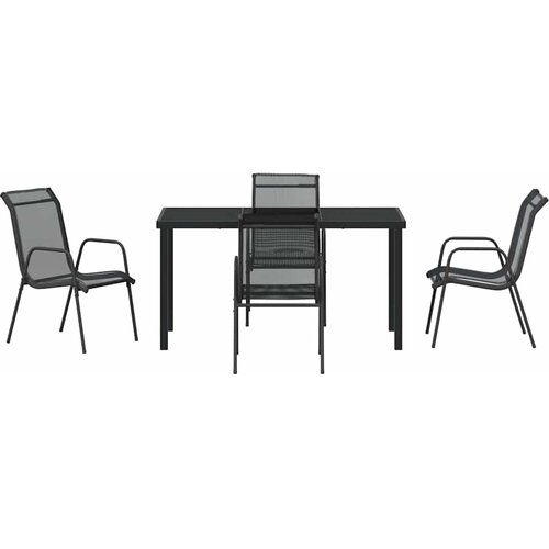  Vrtni set za objed 5 pcs Crna Čelik s prahom premazan Slike