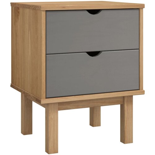 Maison Chic Nočna omarica - Nočna miza OTTA rjava in siva 45x39x57 cm trdna borovina, (21687081) Cene