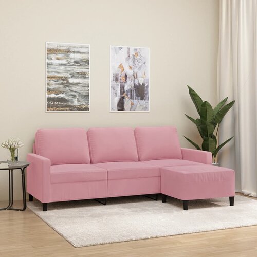  The Living Store Trosed s stolčkom za noge roza 180 cm žamet - Trosed S Stolčkom Za Noge, (21485177) Cene