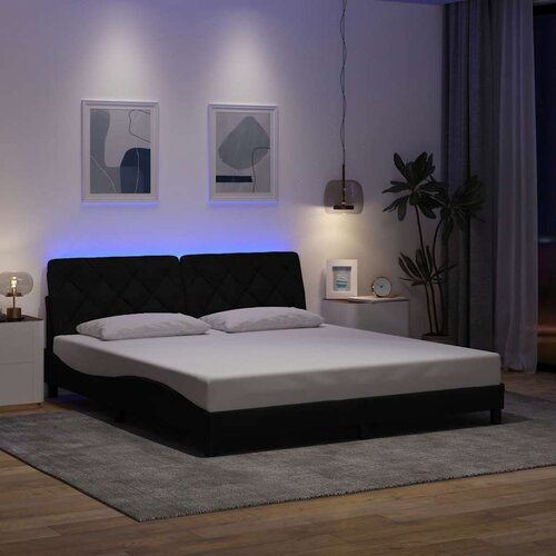  Okvir kreveta s LED-om bez madraca crni 180x200 cm od tkanine Cene