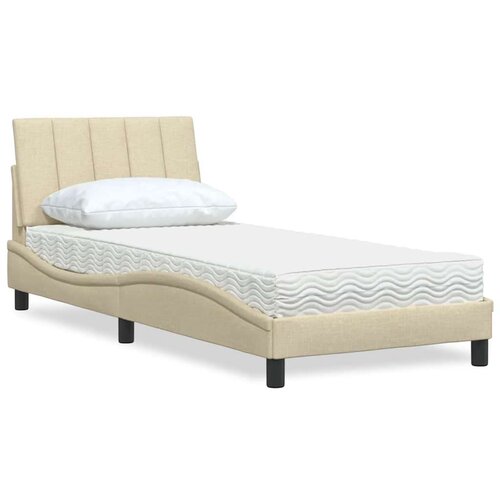  Krevet s madracem krem 90 x 200 cm od tkanine - Krema 90 x 200 cm Slike