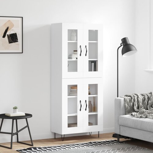 vidaXL Visoka omara bela 69,5x34x180 cm inženirski les Cene