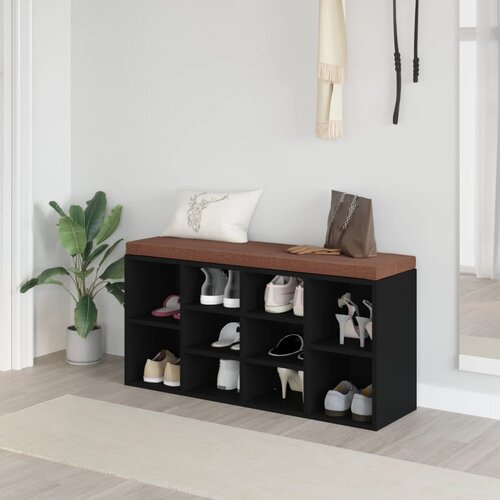 The Living Store Klop za čevlje črna 103x30x48 cm inženirski les - Klop Za Čevlje, (21484693) Cene