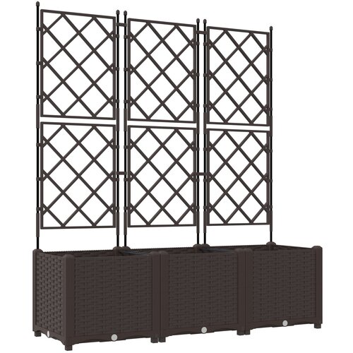 VidaXL Vrtni cvetličnik s trelisa 3 kosa Rjava 120x40x143 cm, (22010834) Slike
