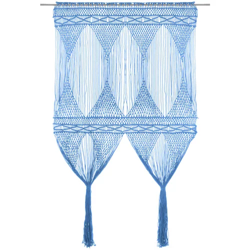  Zavjesa s makrameom plava 140 x 240 cm pamučna