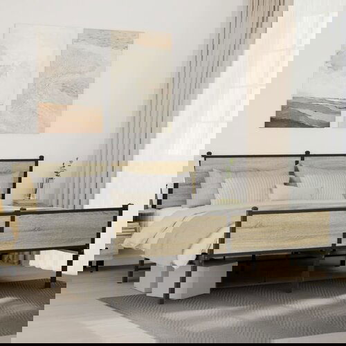 VidaXL Metalni okvir kreveta bez madraca boja hrasta sonome 160x200 cm Slike
