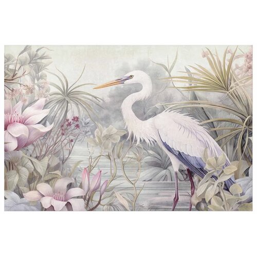 Plakat - Heron Wading in a Pond - illustration in light colors 90x60 Bez okvira Slike