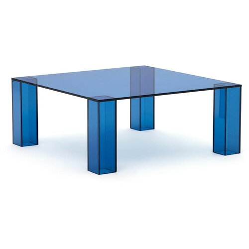 Kave Home Plavi stakleni stolić za kavu 85x85 cm Adularia &amp;ndash; Slike