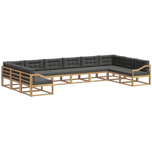 vidaXL Zunanja garnitura za sedenje z blazino 10 pcs Bela in antracit, (5000282362) Cene