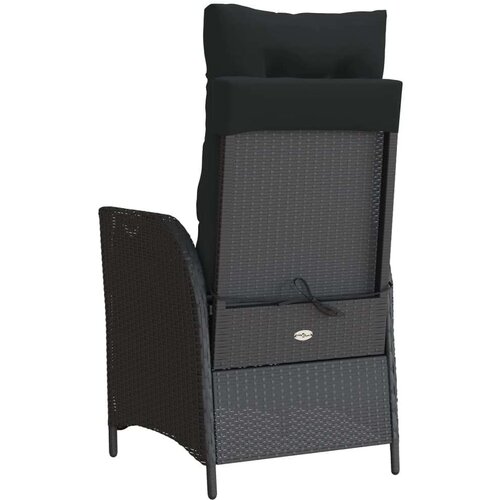  3-dijelni bistro set s jastucima crni od poliratana - Crna 1 Slike