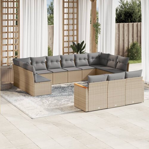 vidaXL 13-dijelni set vrtnih sofa s jastucima bež od poliratana Cijene