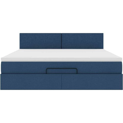 VidaXL Otomanski krevet s madracem i LED plavi 180x200cm od tkanine Slike