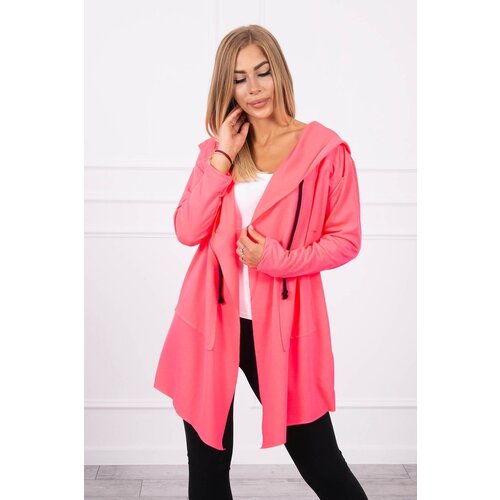 Kesi Cape with loose hood pink neon color Slike