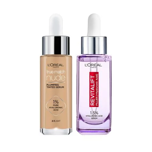 L'Oréal Paris True Match Nude Set puder 30 ml Odtenek 2-3 Light + serum za obraz 30 ml
