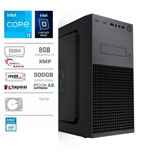 MEGA Računalnik MT S4 i3-13100/Intel 730/8GB/500GB-4.0/450W/Brez OS, (20580572) Cene