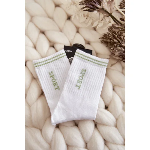 Kesi Women's Sport Socks Vertical Inscription Sport White