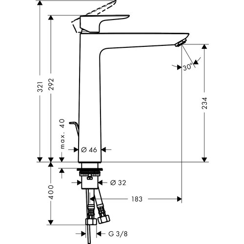 Hansgrohe enoročna armatura za umivalnik Talis E 240 z zgornjim delom sifona - krom (71716000) Slike