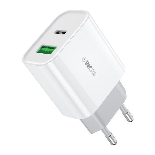 WEKOME WP-U53 Superbrzi Strujni GaN punjač, 2-porta USB (3.0 i PD-tipC) 33W, beli Slike