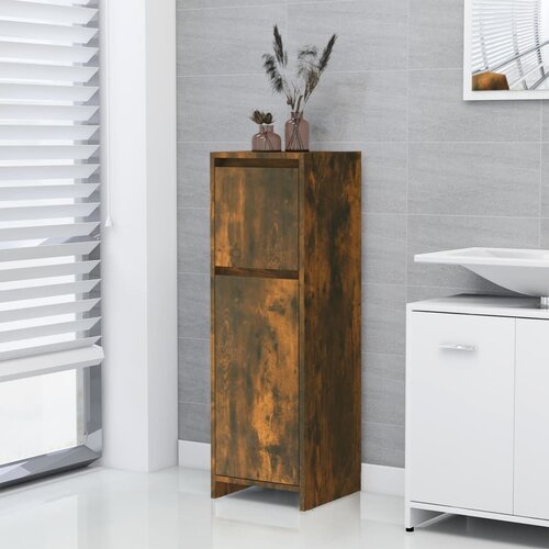 vidaXL Kopalniška omarica dimljeni hrast 30x30x95 cm konstruiran les Cene