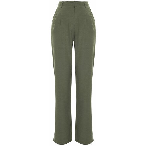 Trendyol Limited Edition Mint Straight/Straight Cut Pleated Woven Trousers Slike