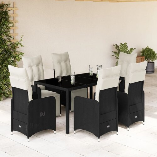 VidaXL 7-dijelni vrtni bistro set od poliratana s jastucima crni Slike