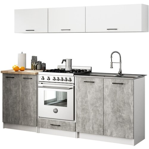 AKORD KITCHEN FURNITURE SET OLIVIA G1 2.0M WHITE-BETON, (21702853) Cene