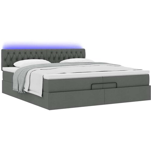 VidaXL Otomanski okvir kreveta s madracima tamnosivi 200x200cm tkanine Slike
