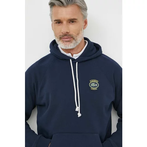Lacoste Bombažen pulover moška, mornarsko modra barva, s kapuco
