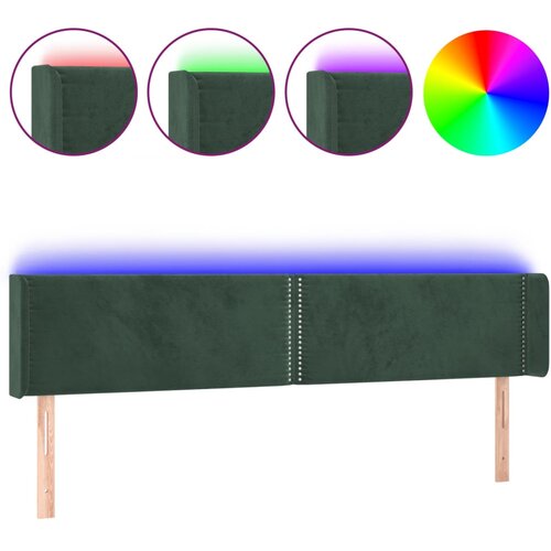 Maison Chic LED Posteljno vzglavje - Vzglavna omarica - Nočna omarica temno zeleno 203x16x78/88 cm žamet, (21709923) Cene