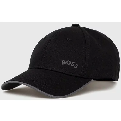 Boss Bombažna bejzbolska kapa GREEN črna barva