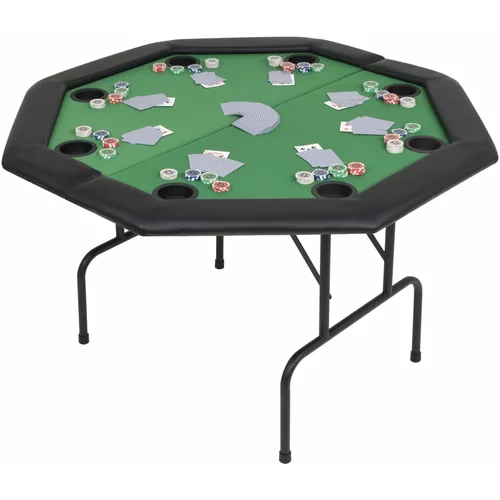vidaXL Sklopivi dvodijelni stol za poker za 8 igrača osmerokutni zeleni