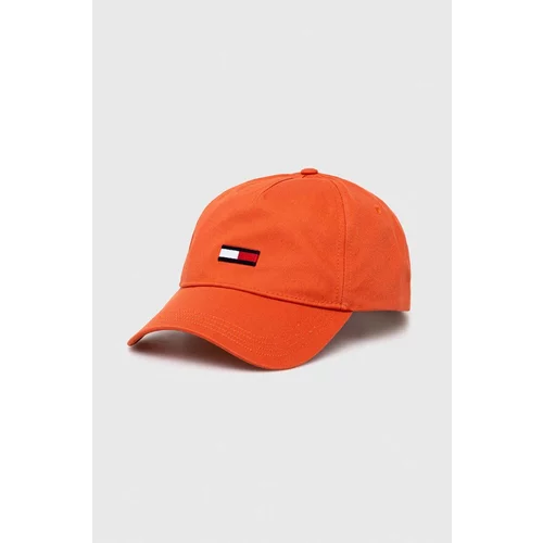 Tommy Jeans Bombažna bejzbolska kapa oranžna barva