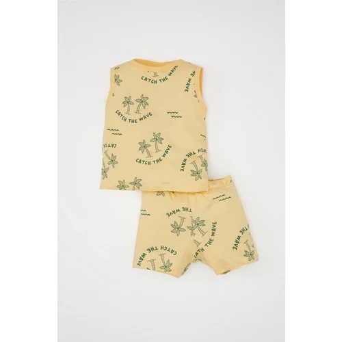 Defacto Baby Boy Palm Tree Patterned Sleeveless T-Shirt Shorts 2-Piece Set