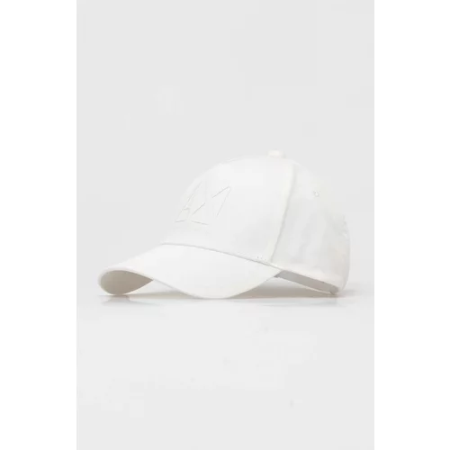 Armani_Exchange Bombažna bejzbolska kapa bela barva