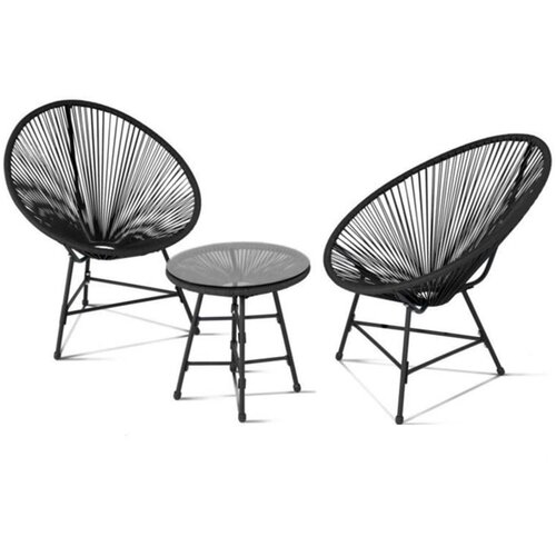 Bistro set od čelika i ratana, 3 dela Slike